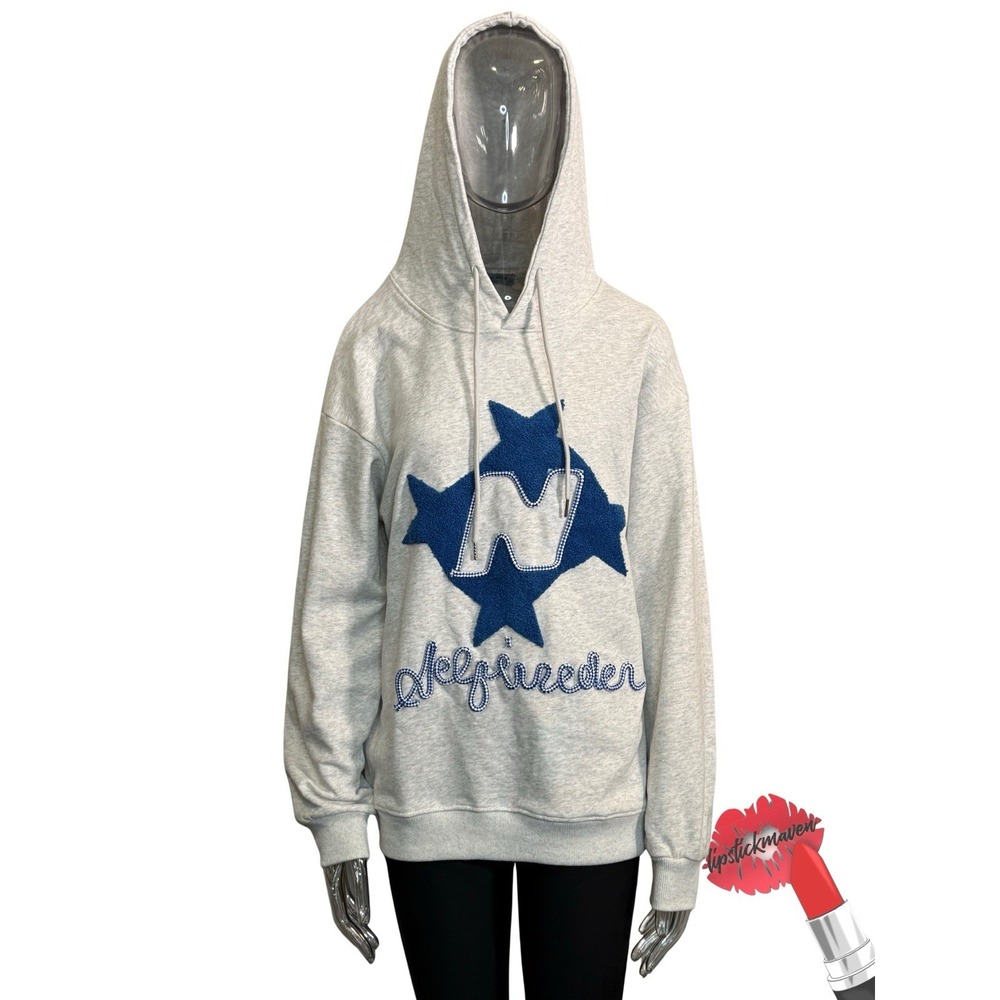 Aelfric Eden Hoodie Womens XS Gray Pullover Hooded Oversized Cozy 100% Cotton